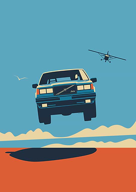 Flying Boxy 740Turbo Brick Car Illustration