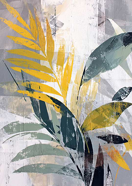 Abstract Tropical Leaves Painting