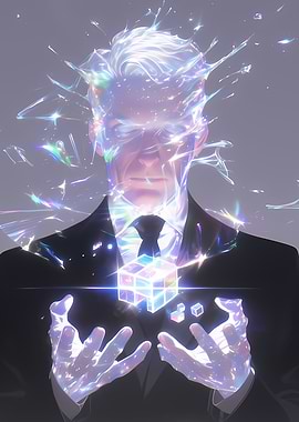 Crystal Man with Rubik's Cube