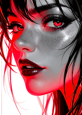 Monochrome Portrait with Red Accents