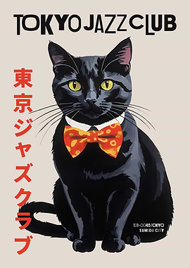 Tokyo Jazz Club Cat Poster