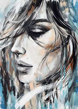 Pensive Woman Portrait Painting