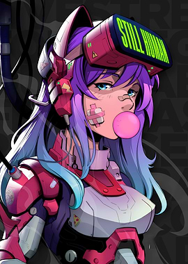 Cyberpunk Girl with VR Headset