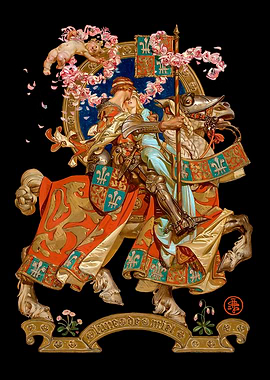 Knight and Lady on Horseback Painting