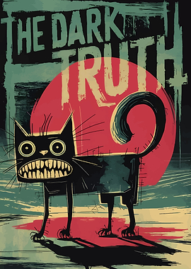The Dark Truth: Cartoon Cat Illustration