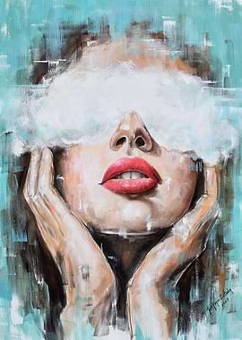 Abstract Portrait with Red Lips