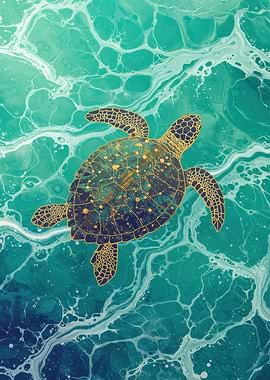 Sea Turtle in Ocean Art