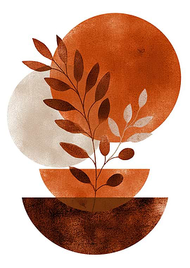 Abstract Botanical Art with Geometric Shapes