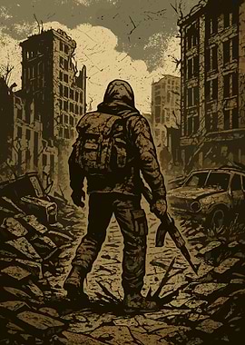 Post-Apocalyptic Survivor with Rifle
