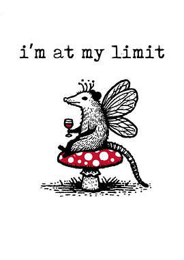 Opossum Fairy on Mushroom with Wine