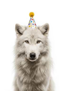 Wolf with Party Hat