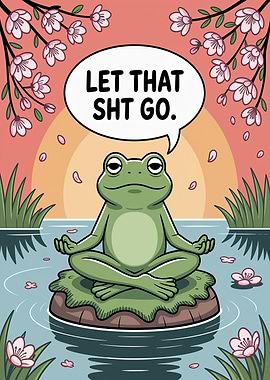 Meditating Frog: Let That Sh*t Go memes funny art