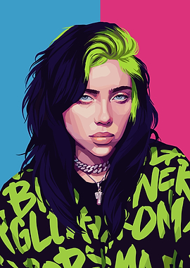 Billie Eilish Portrait with Colorful Background
