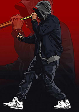 Eminem with Microphone Digital Art