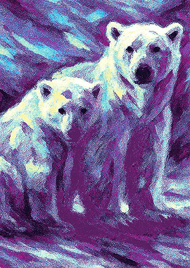 Polar Bears in Purple Hues