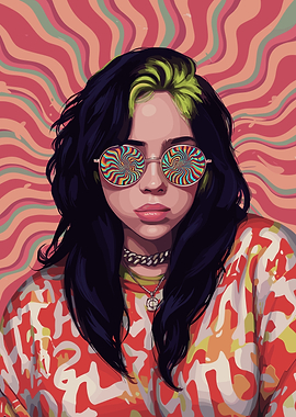 Billie Eilish Psychedelic Portrait