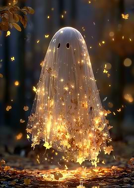 Autumn Ghost with Golden Leaves