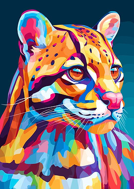 Colorful Ocelot Portrait