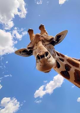 Giraffe Looking Down at Camera