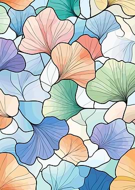 Pastel Ginkgo Leaves Pattern