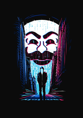 Mr. Robot Mask in Cityscape