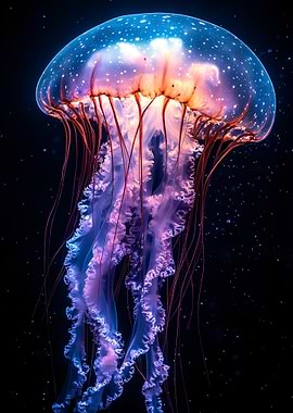 Glowing Jellyfish in Dark Water