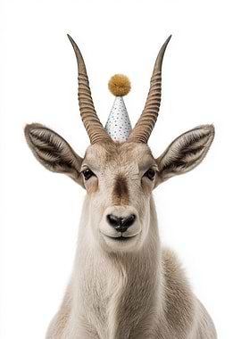 Addax with Party Hat
