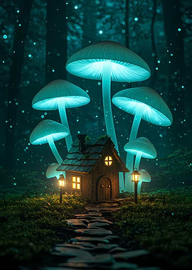 Mushroom House in Forest