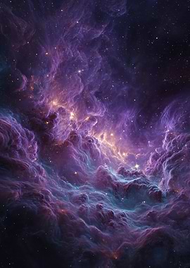 Purple and Blue Nebula in Space