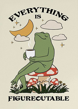 Frog on Mushroom with Coffee