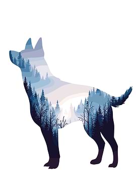 Dog Silhouette Forest Landscape