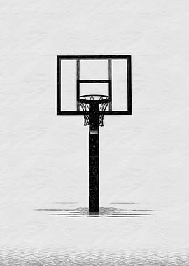 Monochrome Basketball Hoop Illustration