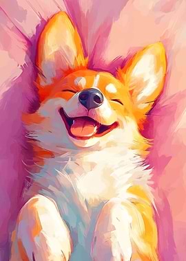Happy Corgi Painting