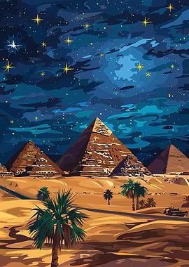 Egyptian Pyramids at Night