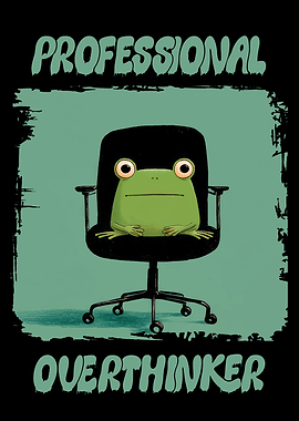 Professional Overthinker Frog on Office Chair