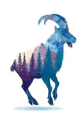 Mountain Goat Landscape Silhouette