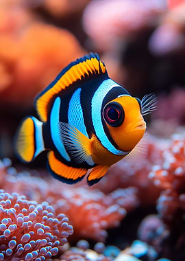 Colorful Clownfish in Coral Reef