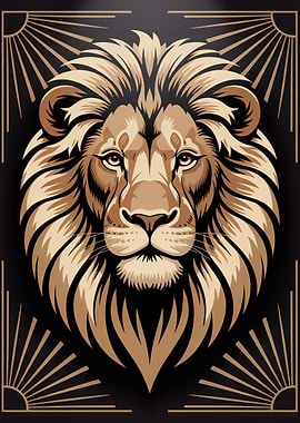 Lion Head Art Deco Style