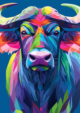 Colorful Buffalo Portrait