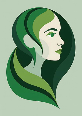 Green Woman Portrait Illustration