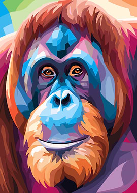 Colorful Orangutan Portrait