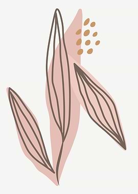 Abstract Floral Illustration in Pink and Brown
