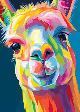 Colorful Llama Portrait