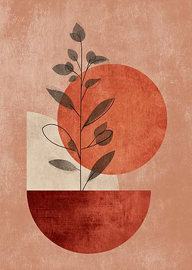 Abstract Plant Art with Geometric Shapes