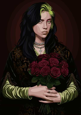 Billie Eilish Portrait with Roses