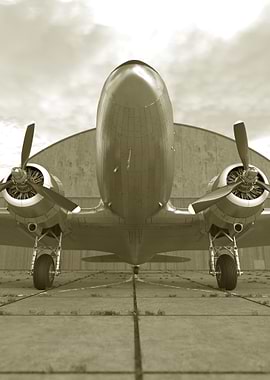 DC-3 Vintage Airplane Close-Up
