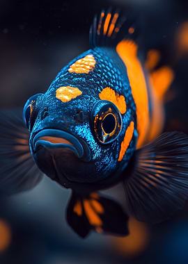 Blue and Orange Fish Portrait