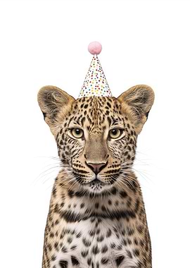 Leopard Cub with Party Hat