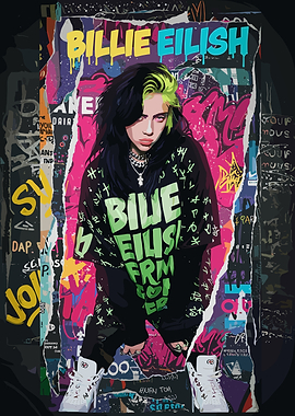 Billie Eilish Graffiti Art Portrait