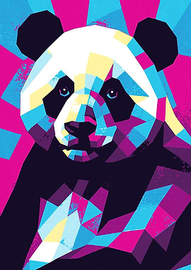 Geometric Panda Portrait Art